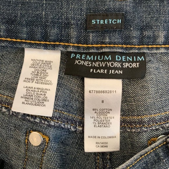 Jones New York Jeans Womens Sport 8 Flare Premium Denim Stretch Pants Blue - Picture 3 of 6